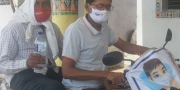 कोरोना कर्फ्यू का पालन कराने में जुटी पुलिस कर्मियों कर रखा जा रहा ध्यान।
