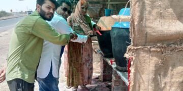 मानव अधिकार सहायता संघ द्वारा  प्याऊ लगाया गया।