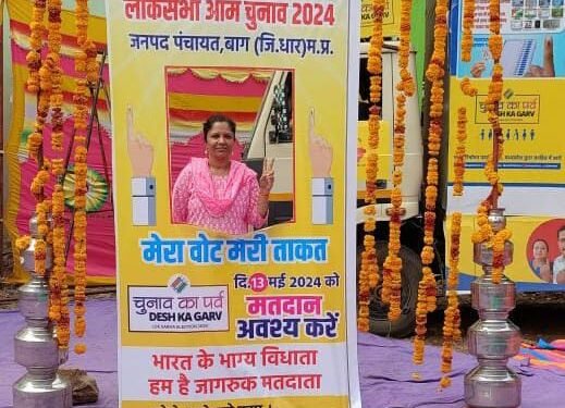 Dhar : मतदाता सेल्फी पॉइंट पर पहुंचकर ले रहे है सेल्फ़ी