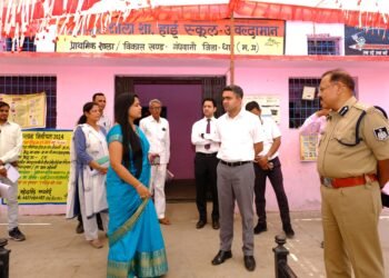 Dhar : कलेक्टर और एसपी ने किया पॉलिटेक्निक कॉलेज धार तथा गंधवानी और कुक्षी के मतदान केंद्रों का निरीक्षण