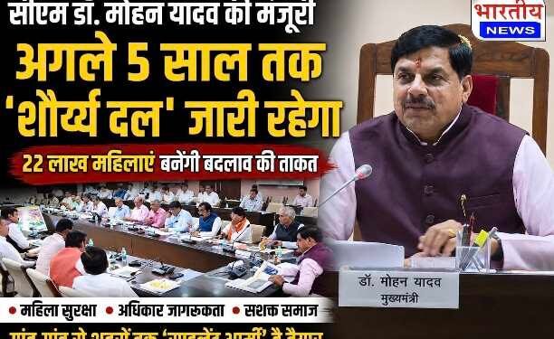 MP : सीएम डॉ. मोहन यादव की मंजूरी : अगले 5 साल तक जारी रहेगा ‘शौर्या दल’, 22 लाख से अधिक महिलाएं बनीं बदलाव की ताकत..