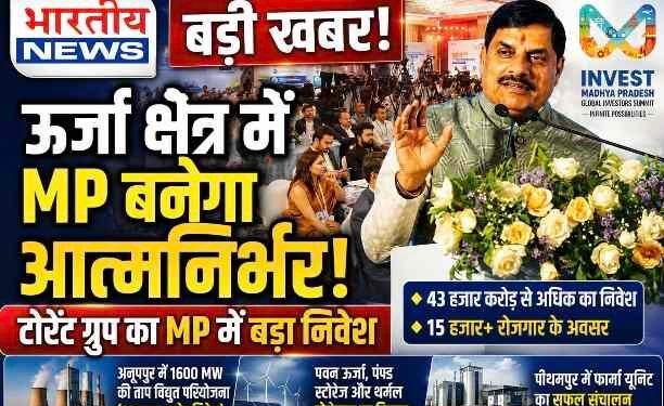 MP में ऊर्जा क्षेत्र में ₹43 हजार करोड़ से ज्यादा का निवेश, 15 हजार से अधिक रोजगार होंगे सृजित : CM डॉ. मोहन यादव