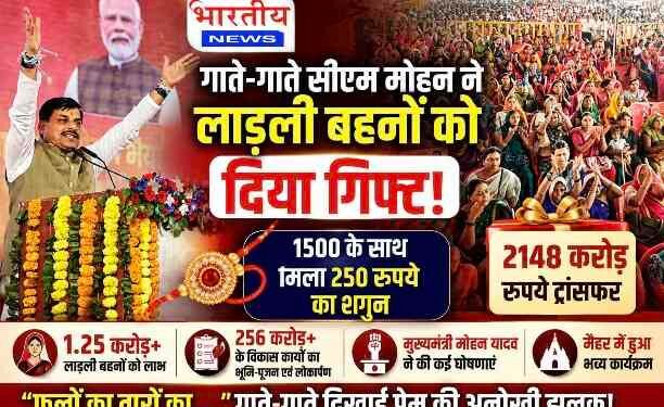 लाड़ली बहनों को CM मोहन यादव का बड़ा गिफ्ट: ₹1500 के साथ मिला ₹250 का शगुन, खातों में पहुंचे ₹2148 करोड़..